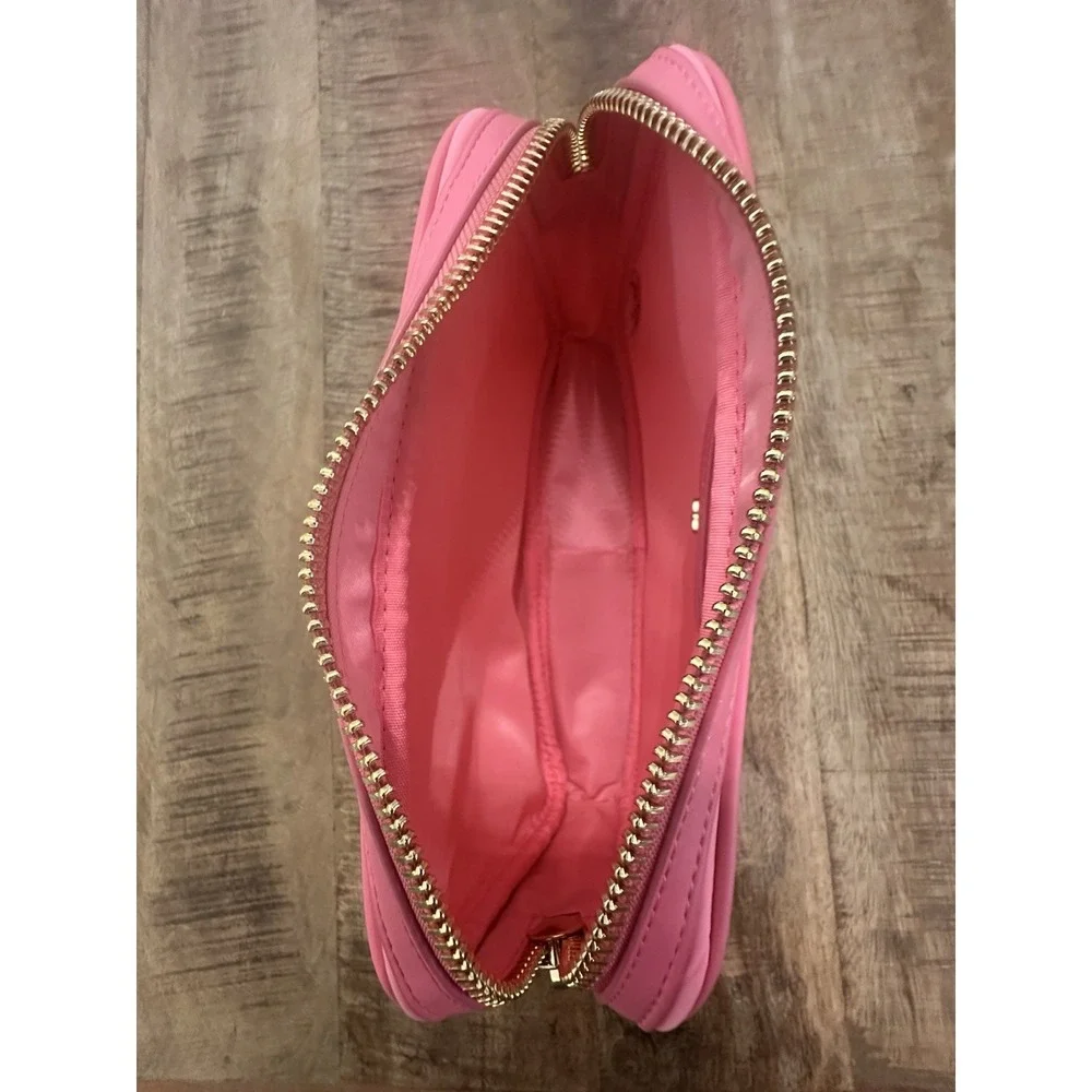 Stoney Clover Lane Small Nylon Pouch Bubblegum Pink Gold Heart Zipper Organizer